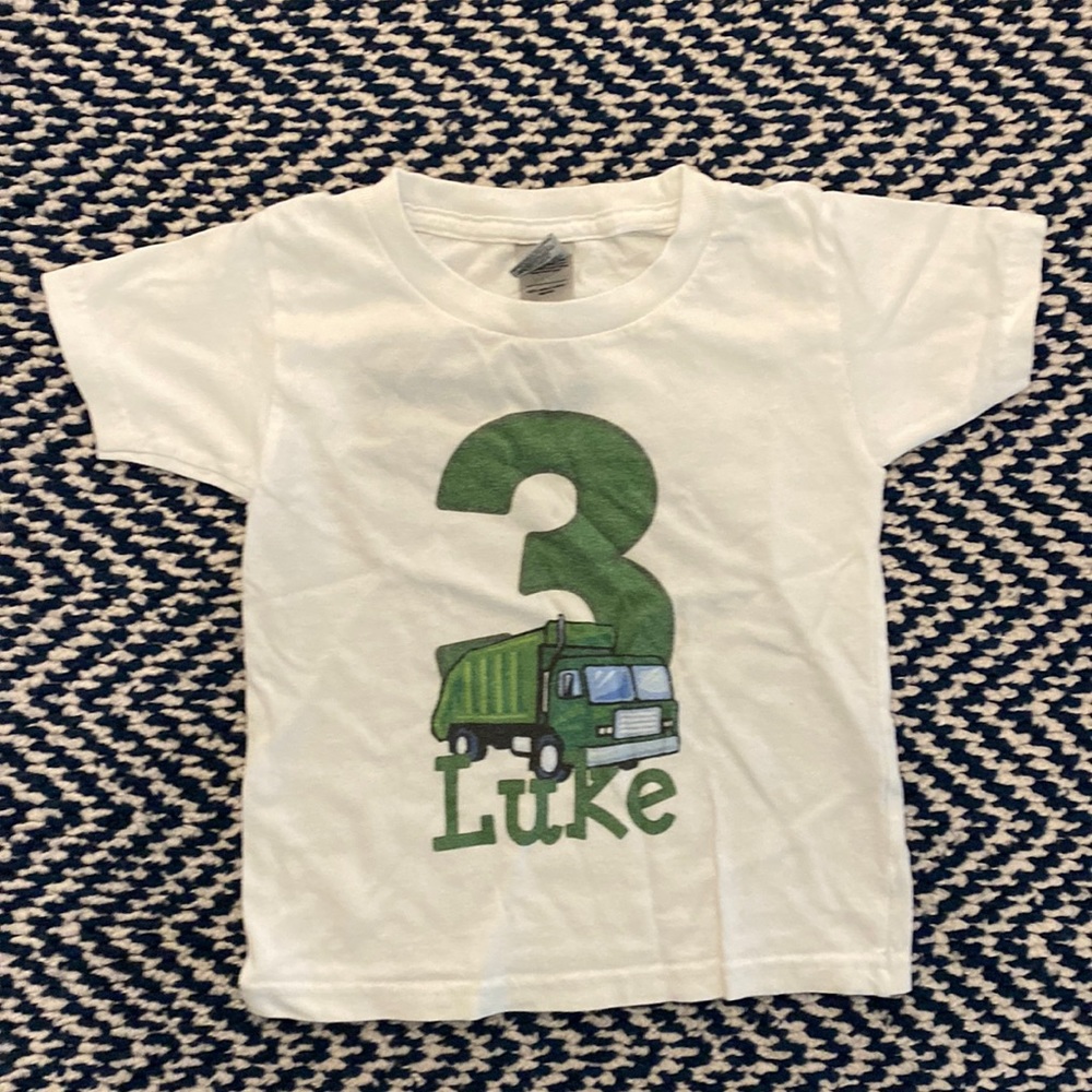 Birthday shirt for Garbage truck fan - Luke 3 years 3T